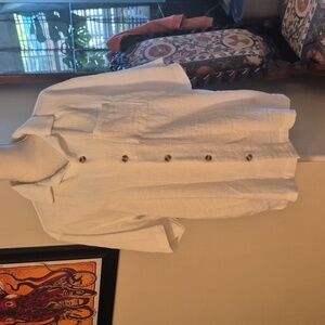 Cotton On White Aida Cloth Short Sleeve Button Up Shirt
